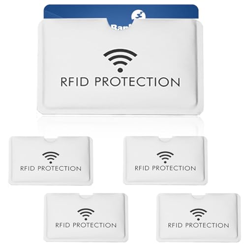 WJRQD 5 x RFID Schutzhüllen für Kreditkarten, TÜV Geprüfte EC Karten Schutzhülle & NFC Blocker, vor Datendiebstahl Schutz Hülle Kreditkarte Personalausweis EC-Karte Bankkarte, RFID RPOTECTION von WJRQD