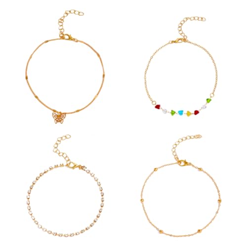 Boho Fußkettchen, Mehrschichtige Fußkettchen, Goldenem Armbänder, Mehrlagige Perlen Fußkettchen im Boho-Stil, Schmuck für Damen und Mädchen von WJRQD