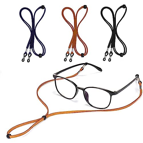 WJRQD Brillenband aus Leder,3 Stück Brillenband aus Leder Brillenkette Brillenkordel Damen Brillenkordel Herren Brillenschnur PU Leder BrillenSeil Brillenbänder für Sonnenbrille Lesebrille von WJRQD