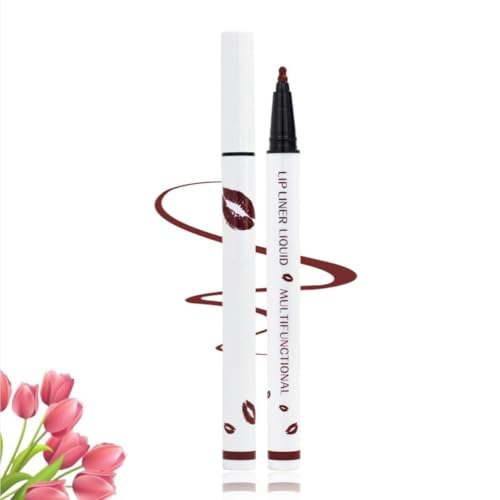 Langanhaltender flüssiger Lippenkonturenstift, 2-in-1-Lippenstift, Lippenkonturenstift, matter flüssiger Lippenstift, wasserfest, schnelltrocknender Lippenkonturenstift, Lipgloss für Frauen von WJSXEQF