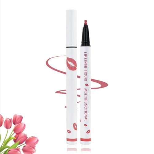 Langanhaltender flüssiger Lippenkonturenstift, 2-in-1-Lippenstift, Lippenkonturenstift, matter flüssiger Lippenstift, wasserfest, schnelltrocknender Lippenkonturenstift, Lipgloss für Frauen von WJSXEQF