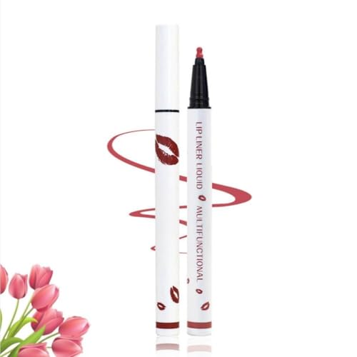 Langanhaltender flüssiger Lippenkonturenstift, 2-in-1-Lippenstift, Lippenkonturenstift, matter flüssiger Lippenstift, wasserfest, schnelltrocknender Lippenkonturenstift, Lipgloss für Frauen von WJSXEQF