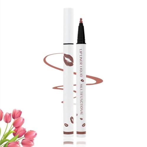 Langanhaltender flüssiger Lippenkonturenstift, 2-in-1-Lippenstift, Lippenkonturenstift, matter flüssiger Lippenstift, wasserfest, schnelltrocknender Lippenkonturenstift, Lipgloss für Frauen von WJSXEQF
