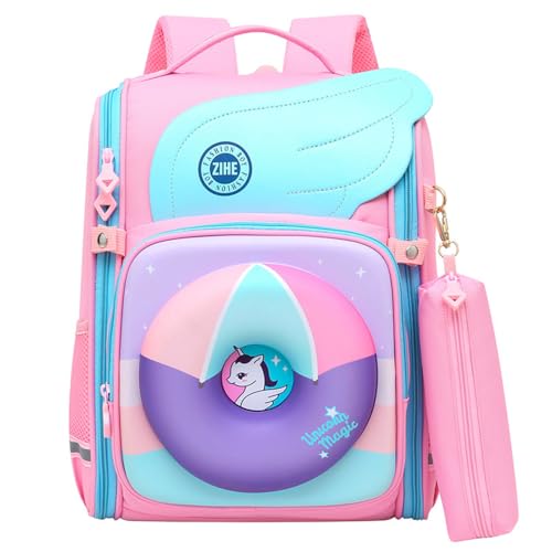WJUHYGTF Kinderrucksack 2-In-1 Wasserdicht Leicht Einhorn Rucksäcke, Schultasche Reflektierender Streifen Niedlich Donuts Büchertasche Mädchen Jungen,1 von WJUHYGTF