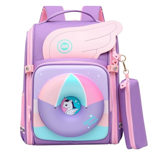 WJUHYGTF Kinderrucksack 2-In-1 Wasserdicht Leicht Einhorn Rucksäcke, Schultasche Reflektierender Streifen Niedlich Donuts Büchertasche Mädchen Jungen,4 von WJUHYGTF