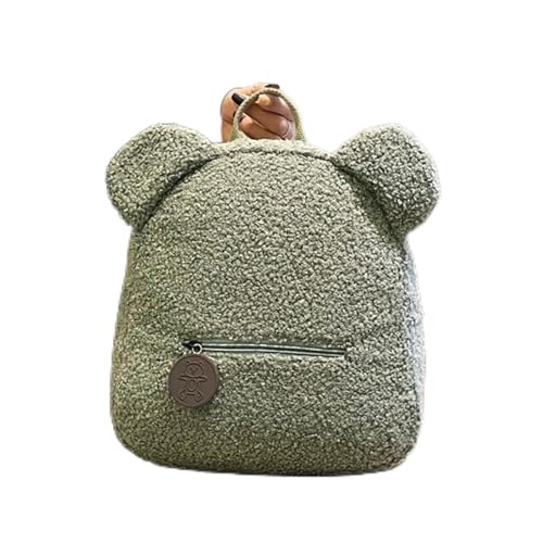WJUHYGTF Plüsch Teddybär Rucksack, Personalisierte Kinderrucksack Bär Kleinkind Schultasche Für Jungen Mädchen Flauschiger Niedlicher Gefülltes Tier Tasche,Grün von WJUHYGTF