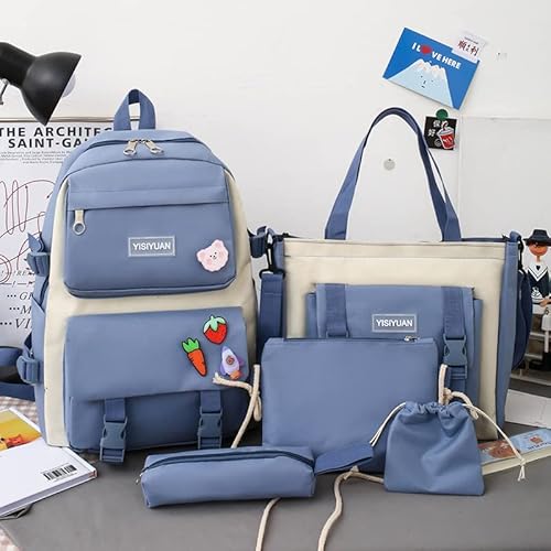 WJUHYGTF Wasserdichtes Modisch Schultaschen-Sets, Mit Handtasche, Federmäppchen Münztasche Schulrucksack Für Kinder Teenagers Schulranzen Für Mädchen Jungen,A von WJUHYGTF