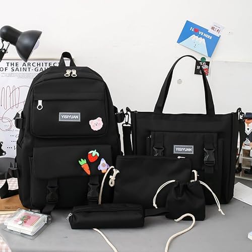 WJUHYGTF Wasserdichtes Modisch Schultaschen-Sets, Mit Handtasche, Federmäppchen Münztasche Schulrucksack Für Kinder Teenagers Schulranzen Für Mädchen Jungen,B von WJUHYGTF