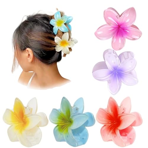 WJXKAZYX 5 Stück farbige Blumen-Haarklammern,Rutschfest Haarspangen Damen,8 cm große hawaiianische Blumenklammer,Große Blumenförmige Krallenklammern für Frauen dick/dünn Haar WJXKAZYX 5 Stück farbige Blumen-Haarklammern,Rutschfest Haarspangen Damen,8 cm große hawaiianische Blumenklammer,Große Blumenförmige Krallenklammern für Frauen dick/dünn Haar von WJXKAZYX