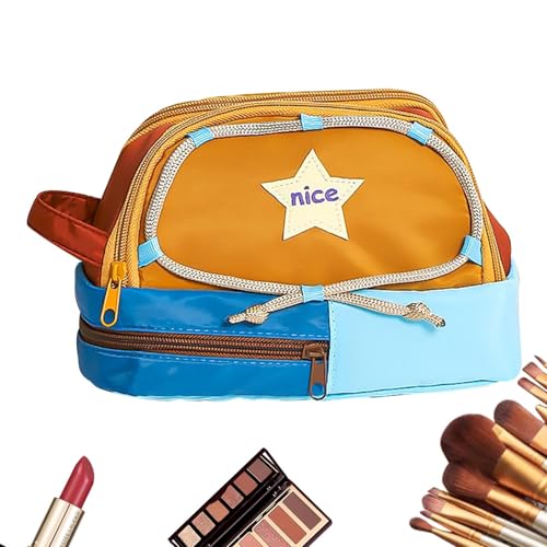 WJnflQN Ästhetisches Federmäppchen, Sternmuster, Schreibwarenhalter, Stabiler Reißverschluss, tragbarer Schulbedarf für Studenten, Make-up-Tasche, blau, Refer to Description, Uni von WJnflQN