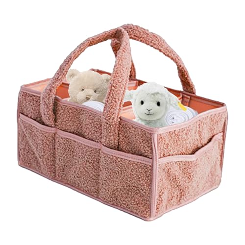 WJnflQN Baby-Windeltasche Tote - Große Plüsch Windeltasche Stofftasche | rutschfeste Flexible Unterteilung Organizer Wochenendtasche Eimerbeutel Für Krankenhaus Auto Kindergarten Picknick Urlaub von WJnflQN