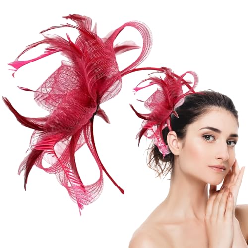 WJnflQN Federkopfschmuck | Vintage Kopfschmuck | Hut Netz Haarschmuck für Mädchen Damen Alltag Outdoor Festivals Nachmittagstees Veranstaltungen Hochzeiten von WJnflQN