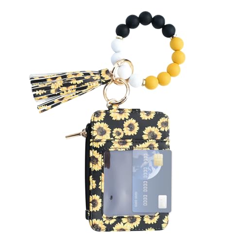 WJnflQN Geldbörse mit Schlüsselanhänger und Handgelenkband,Mit Perlen Und Quaste Armband Kartenhalter,Kartenetui für Damen - Fest Einkaufen Urlaub Datum Reise von WJnflQN