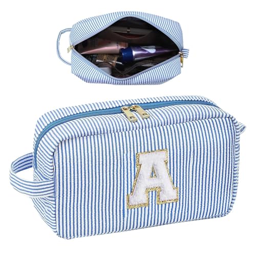 WJnflQN Gestreifte Make-up-Tasche, Handtasche für Toilettenartikel, Reisetaschen für Toilettenartikel, Multifunktionaler Make-up-Organizer, gestreifter Aufbewahrungskoffer für Make-up-Werkzeuge, von WJnflQN
