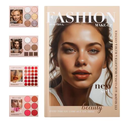 WJnflQN Makeup Lidschatten Palette | Buchdesign Lidschatten Paletten,Hochpigmentiert Wasserdicht Glitzernd für Tag Abend Anfänger Familie Frauen Mädchen Freundinnen von WJnflQN