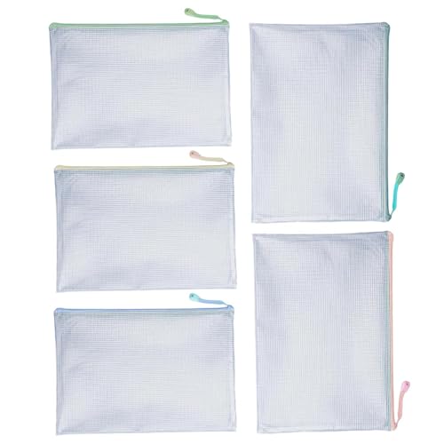 WJnflQN Netztasche mit Reißverschluss – A4-Netz-Reißverschluss-Tasche | wasserdichtes Federmäppchen für Schreibwaren, Klassenzimmer, Organisation, Dokumente, Reisezubehör von WJnflQN