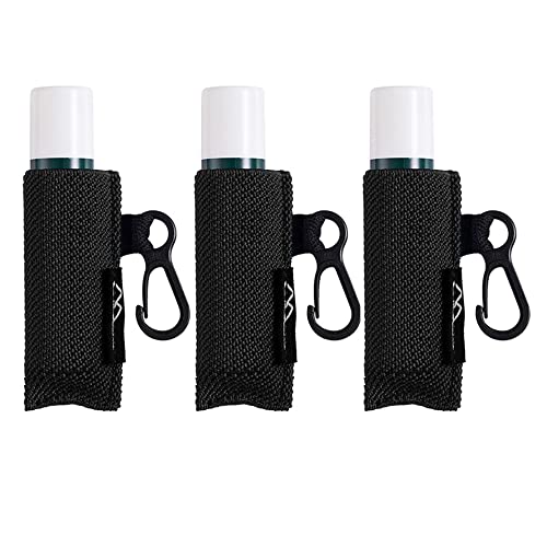 WK IEASON Lippenbalsam Halter Schlüsselanhänger 3er Clip auf Chapstick Hülse Halter Pouch Engmaschige Elastische Lippenstift Hülse Geeignet für Eos Lippenstift (Schwarzx3) von WK IEASON