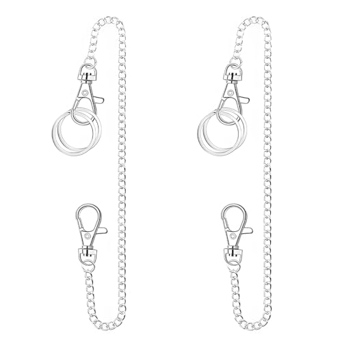 WKRTDY 2 Stück Schlüsselanhänger mit Karabinerhaken aus Edelstahl - Robuste Schlüsselkette als Hose- oder Taschenanhänger für Männer - Praktischer Schlüsselringhalter von WKRTDY
