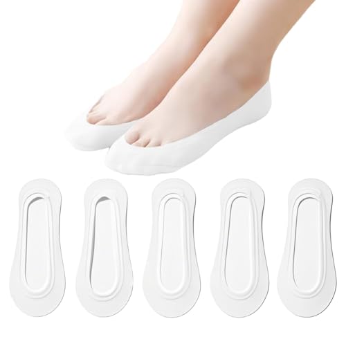 WKRTDY 5 Paar Sneaker Socken Damen Füsslinge, Unsichtbare Füßlinge Rutschfest Sommer Sneakersocken No Show Ballerina Socken, Sneaker Unsichtbare Füßlinge Damen Rutschfest Halbsocken Sommer von WKRTDY