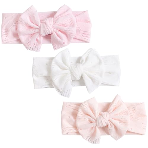 WKRTDY Baby Mädchen Nylon Stirnbänder - Set mit 3 Bowknot-Elastik-Haarbändern für süße und weiche Kopfbedeckungen bei Kindern und Kleinkindern,Ideal als Accessoire für jeden Anlass von WKRTDY