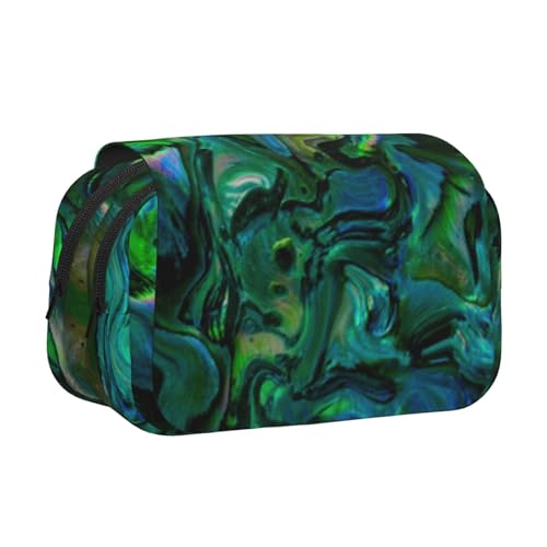 Federmäppchen mit großem Fassungsvermögen für Mädchen und Jungen, doppellagiges Federmäppchen mit Klappdeckel, Abalone-Perlmutt-Stifttasche, Organizer, tragbare Bürobedarf-Tasche, Make-up-Tasche von WKSGDSG