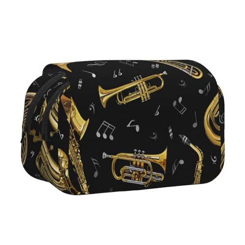 Federmäppchen mit großem Fassungsvermögen für Mädchen und Jungen, doppellagiges Federmäppchen mit Klappdeckel, Musikinstrumente, Stifttasche, Organizer, tragbare Bürobedarf, Make-up-Tasche von WKSGDSG