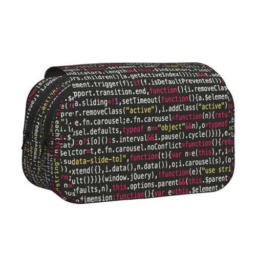 Federmäppchen mit großem Fassungsvermögen für Mädchen und Jungen, doppellagiges Federmäppchen mit Klappdeckel, Programmiercode, Stifttasche, Organizer, tragbare Büro-Schreibwaren-Tasche, Federmäppchen von WKSGDSG