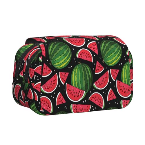 Federmäppchen mit großem Fassungsvermögen für Mädchen und Jungen, doppellagiges Federmäppchen mit Klappdeckel, Wassermelonen-Stifttasche, Organizer, tragbare Bürobedarfs-Make-up-Tasche von WKSGDSG