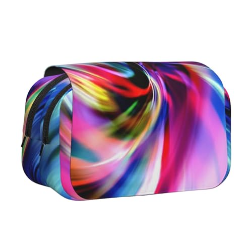 Federmäppchen mit großem Fassungsvermögen für Mädchen und Jungen, doppellagiges Federmäppchen mit Klappdeckel, buntes Batik-Stifttasche, Organizer, tragbare Bürobedarfs-Make-up-Tasche, Federmäppchen von WKSGDSG