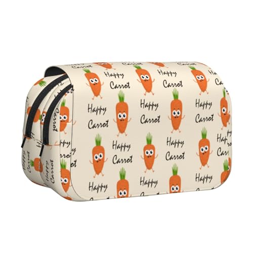 Federmäppchen mit großem Fassungsvermögen für Mädchen und Jungen, doppellagiges Federmäppchen mit Klappdeckel, fröhliche Karotten-Stifttasche, Organizer, tragbare Bürobedarfs-Make-up-Tasche von WKSGDSG