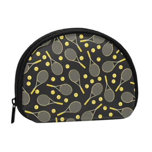Kleine Münzbörse mit Reißverschluss, lustige Tennisschläger Tennisbälle Mini-Geldbörse Münztasche, tragbare Geldbörse für Frauen und Mädchen, modische Damen-Canvas-Münztasche mit Schlüsselanhänger von WKSGDSG
