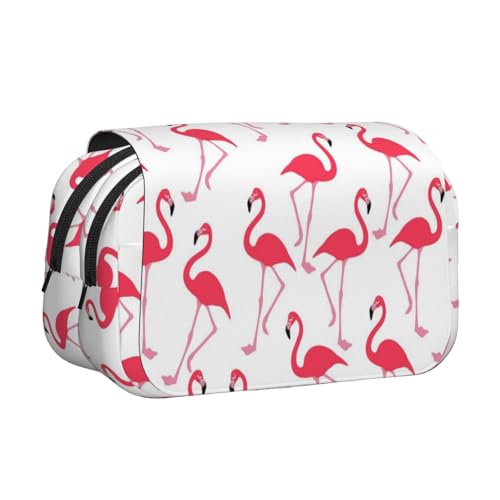 WKSGDSG Federmäppchen mit großem Fassungsvermögen für Mädchen und Jungen, doppellagiges Federmäppchen mit Klappdeckel, Flamingo-Stifttasche, Organizer, tragbare Bürobedarfs-Make-up-Tasche von WKSGDSG