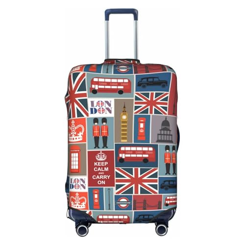 WKSGDSG Gepäckabdeckungen für Koffer, TSA-geprüft, England-Symbole, elastischer Kofferschutz, passend für 45,7 - 53,3 cm Gepäck, kratzfest, waschbar, Reisekoffer-Abdeckung für Erwachsene und Kinder von WKSGDSG