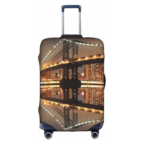 WKSGDSG Gepäckabdeckungen für Koffer, TSA-geprüft, New York Manhattan Bridge Nacht, elastisch, passend für 45,7 - 53,3 cm Gepäck, kratzfest, waschbar, Reisekoffer-Abdeckung für Erwachsene und Kinder von WKSGDSG