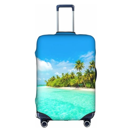 WKSGDSG Gepäckabdeckungen für Koffer, TSA-geprüft, Sandstrand, Palme, elastisch, passend für 45,7 - 53,3 cm Gepäck, kratzfest, waschbar, Reisekoffer-Abdeckung für Erwachsene und Kinder, Sandy Beach von WKSGDSG