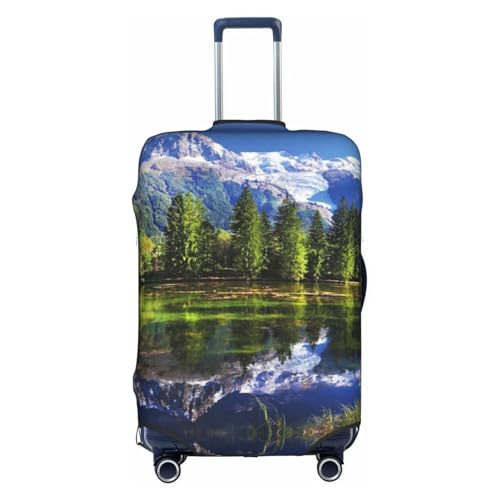 WKSGDSG Gepäckabdeckungen für Koffer, TSA-geprüft, Schneegebirge, elastischer Kofferschutz, passend für 45,7 - 53,3 cm Gepäck, kratzfest, waschbar, Reisekoffer-Abdeckung für Erwachsene und Kinder von WKSGDSG