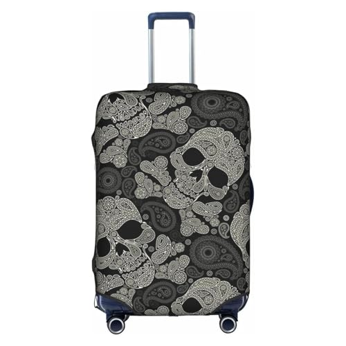 WKSGDSG Gepäckabdeckungen für Koffer, TSA-geprüft, elastischer Totenkopf-Schutz, passend für 45,7 - 53,3 cm Gepäck, kratzfest, waschbar, Reisekoffer-Abdeckung für Erwachsene und Kinder, totenkopf, M von WKSGDSG