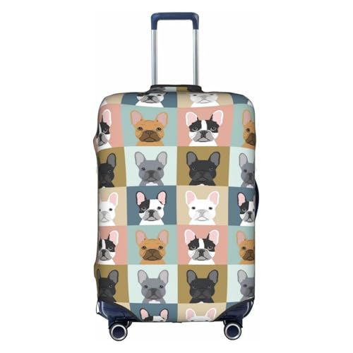 WKSGDSG Gepäckabdeckungen für Koffer, TSA-geprüft, französische Bulldogge, elastisch, passend für 45,7 - 53,3 cm Gepäck, kratzfest, waschbar, Reisekoffer-Abdeckung für Erwachsene und Kinder von WKSGDSG