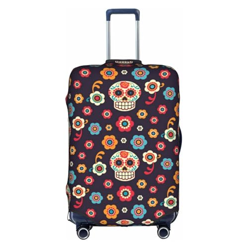 WKSGDSG Gepäckabdeckungen für Koffer, TSA-geprüft, mexikanischer Totenkopf, elastisch, passend für 45,7 - 53,3 cm Gepäck, kratzfest, waschbar, Reisekoffer-Abdeckung für Erwachsene und Kinder von WKSGDSG