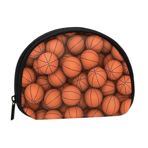 WKSGDSG Kleine Geldbörse mit Reißverschluss, Basketball-Orange, Mini-Geldbörse, Münztasche, tragbare Kleingeldbörse für Frauen und Mädchen, modische Damen-Canvas-Münztasche mit Schlüsselanhänger von WKSGDSG