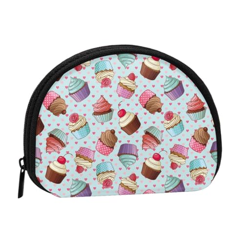 WKSGDSG Kleine Geldbörse mit Reißverschluss, Cupcake-Mini-Geldbörse, Münztasche, tragbare Geldbörse für Frauen und Mädchen, modische Damen-Canvas-Münztasche mit Schlüsselanhänger von WKSGDSG