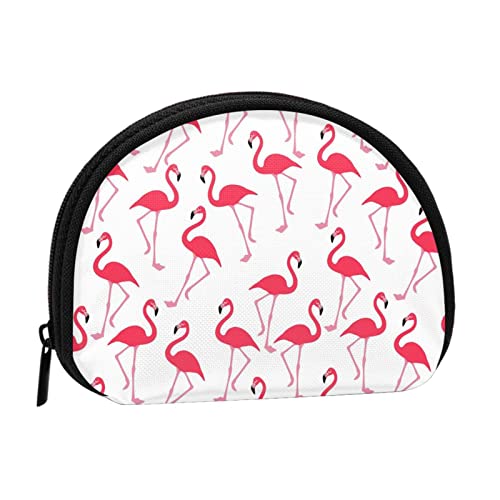 WKSGDSG Kleine Geldbörse mit Reißverschluss, Flamingo-Mini-Geldbörse, Münztasche, tragbare Kleingeldbörse für Frauen und Mädchen, modische Damen-Canvas-Münztasche mit Schlüsselanhänger von WKSGDSG