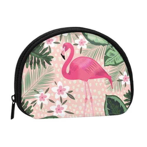 WKSGDSG Kleine Geldbörse mit Reißverschluss, Flamingo-Mini-Geldbörse, Münztasche, tragbare Kleingeldbörse für Frauen und Mädchen, modische Damen-Canvas-Münztasche mit Schlüsselanhänger von WKSGDSG