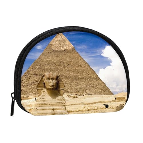 WKSGDSG Kleine Geldbörse mit Reißverschluss, Pyramiden von Ägypten, Mini-Geldbörse, Münztasche, tragbare Kleingeldbörse für Frauen und Mädchen, modische Damen-Canvas-Münztasche mit Schlüsselanhänger von WKSGDSG