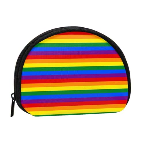 WKSGDSG Kleine Geldbörse mit Reißverschluss, Regenbogen-Muster, Mini-Geldbörse, Münztasche, tragbare Geldbörse für Frauen und Mädchen, modische Damen-Canvas-Münztasche mit Schlüsselanhänger von WKSGDSG