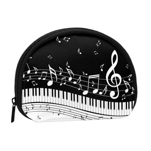 WKSGDSG Kleine Geldbörse mit Reißverschluss, Schwarz / Weiß, Musiknote, Mini-Geldbörse, Münztasche, tragbare Kleingeldbörse für Frauen und Mädchen, modische Damen-Canvas-Münztasche mit von WKSGDSG