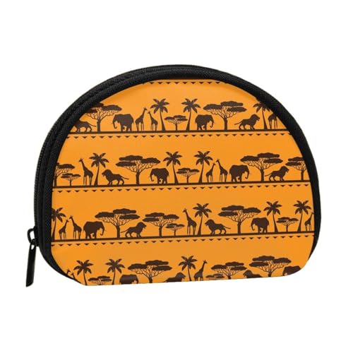 WKSGDSG Kleine Geldbörse mit Reißverschluss, afrikanische Tiere, Mini-Geldbörse, Münztasche, tragbare Kleingeldbörse für Frauen und Mädchen, modische Damen-Canvas-Münztasche mit Schlüsselanhänger von WKSGDSG