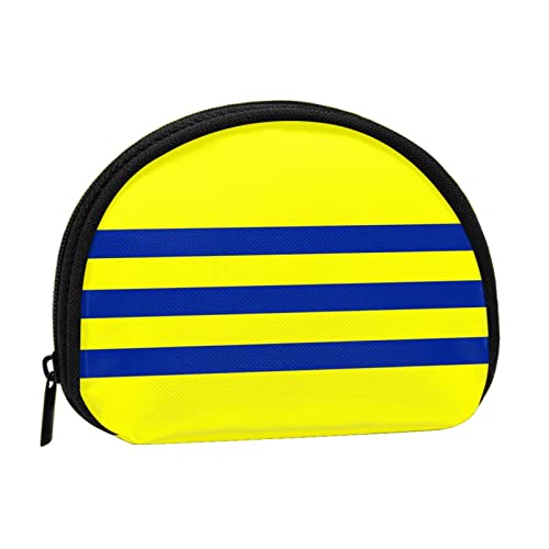 WKSGDSG Kleine Geldbörse mit Reißverschluss, gelb-blaue Streifen, Mini-Geldbörse, Münztasche, tragbare Kleingeldbörse für Frauen und Mädchen, modische Damen-Canvas-Münztasche mit Schlüsselanhänger von WKSGDSG