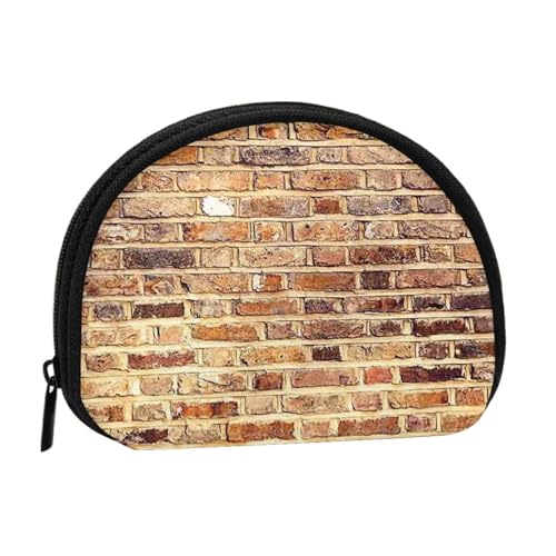 WKSGDSG Kleine Geldbörse mit Reißverschluss, industrielle Ziegelmauer-Mini-Geldbörse, Münztasche, tragbare Kleingeldbörse für Frauen und Mädchen, modische Damen-Canvas-Münztasche mit Schlüsselanhänger von WKSGDSG