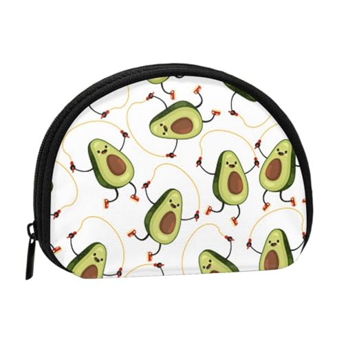 WKSGDSG Kleine Geldbörse mit Reißverschluss, lustige Cartoon-Avocados, Mini-Geldbörse, Münztasche, tragbare Kleingeldbörse für Frauen und Mädchen, modische Damen-Canvas-Münztasche mit von WKSGDSG